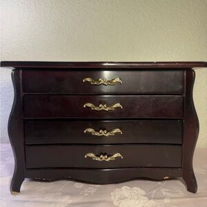 Wood Jewelry Box with Gold Accents - Dark Mahogany